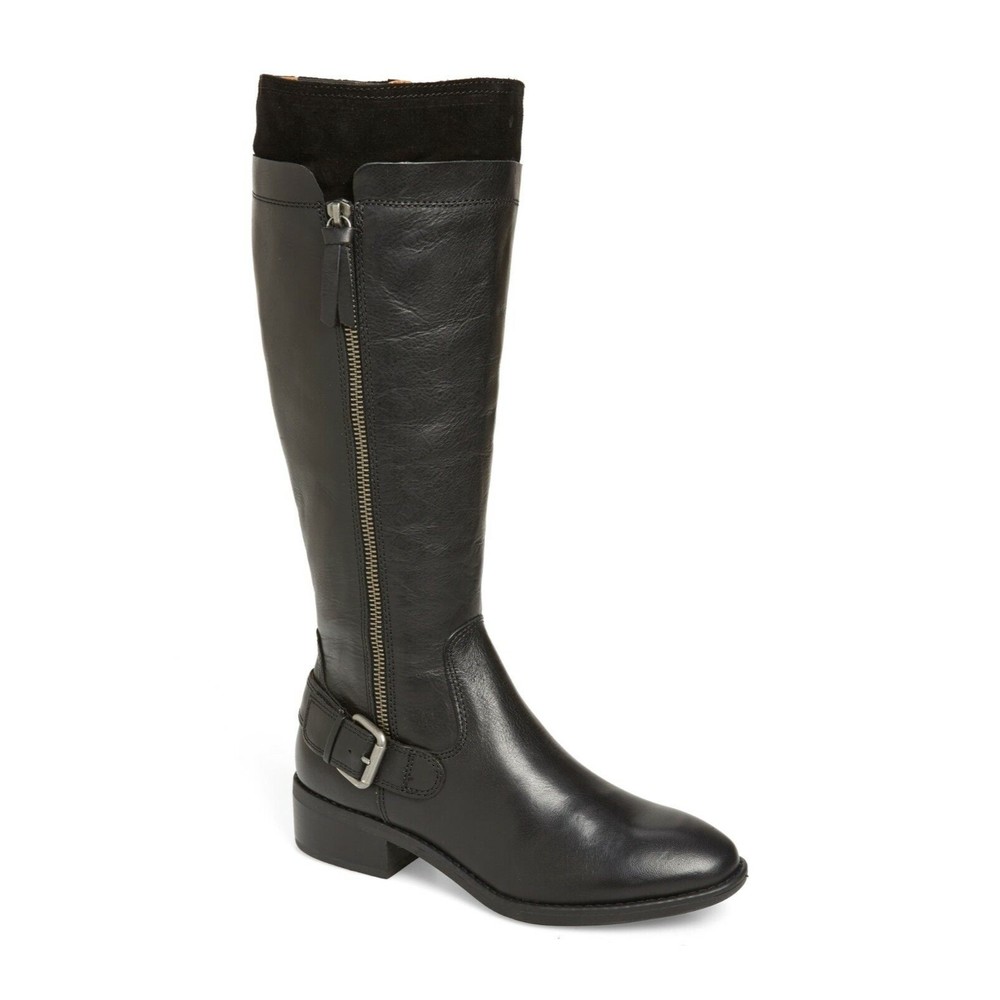 Comfortiva Corozal Black Leather Women Size 6 / 36 Zipper Side Knee High Boots